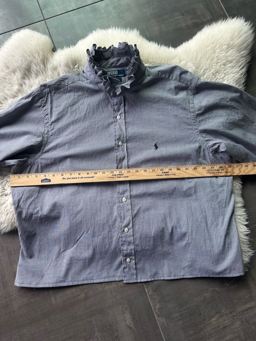 Ralph Lauren Ruffle Collar Reworked Button Down XXL| One-of-a-Kind American Flag - Picture 6 of 9